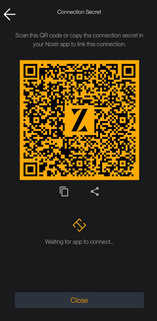 Connection Secret QR code
